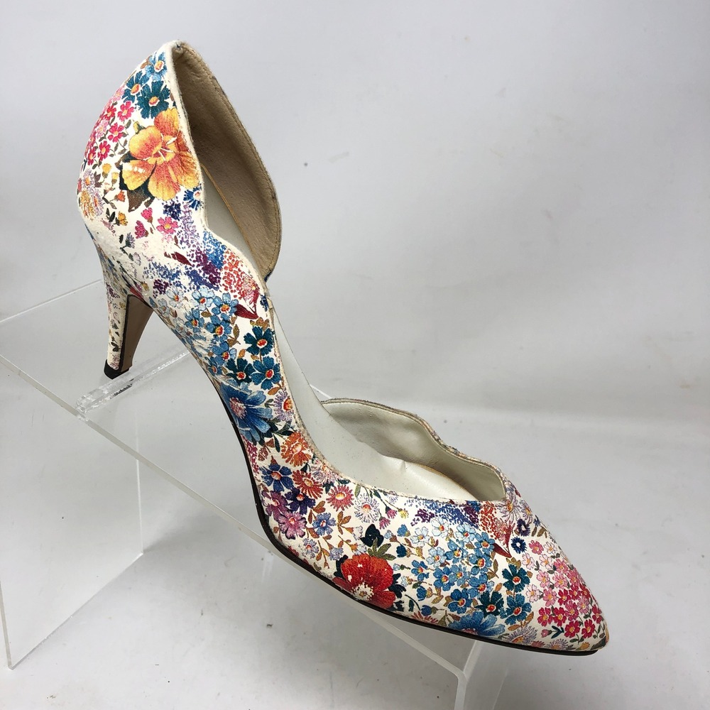 Vintage‎ Barnetto's Womens 9 D'Orsay Pumps Floral Multi-Color Stiletto Heels